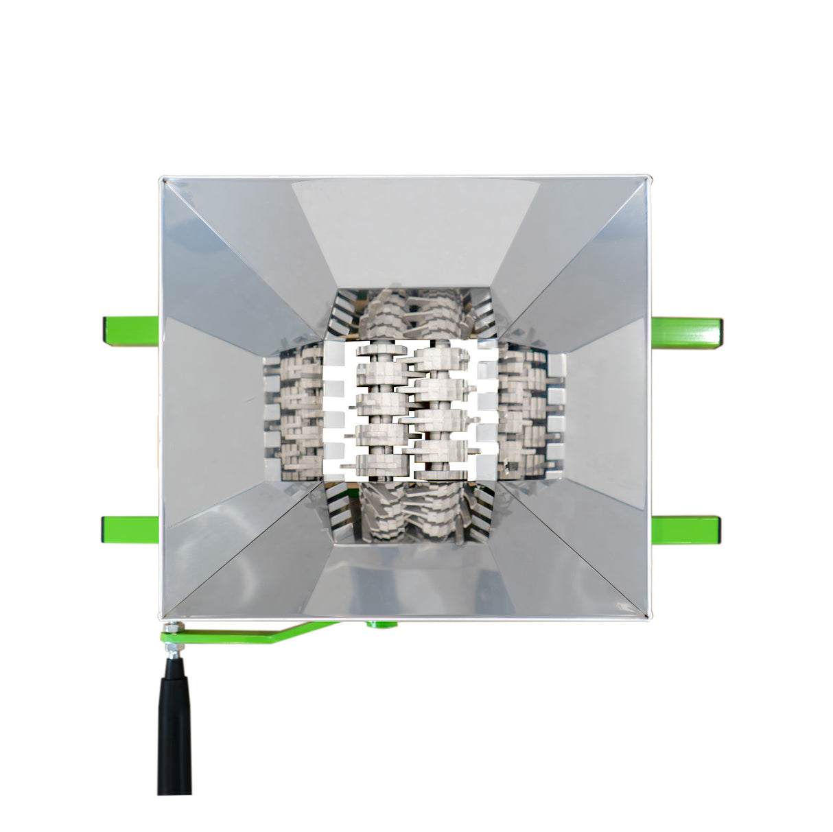 Broyeur de fruits portable à manivelle de 7 litres, avec un design en métal brillant et des lames en acier inoxydable pour un broyage efficace