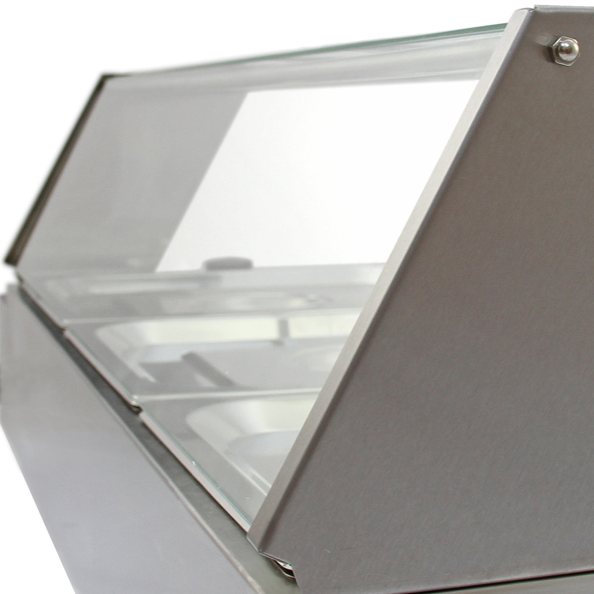 Bain marie KuKoo en acier inoxydable, quatre bacs, design moderne, couvercle en verre, idéal pour maintenir les aliments au chaud