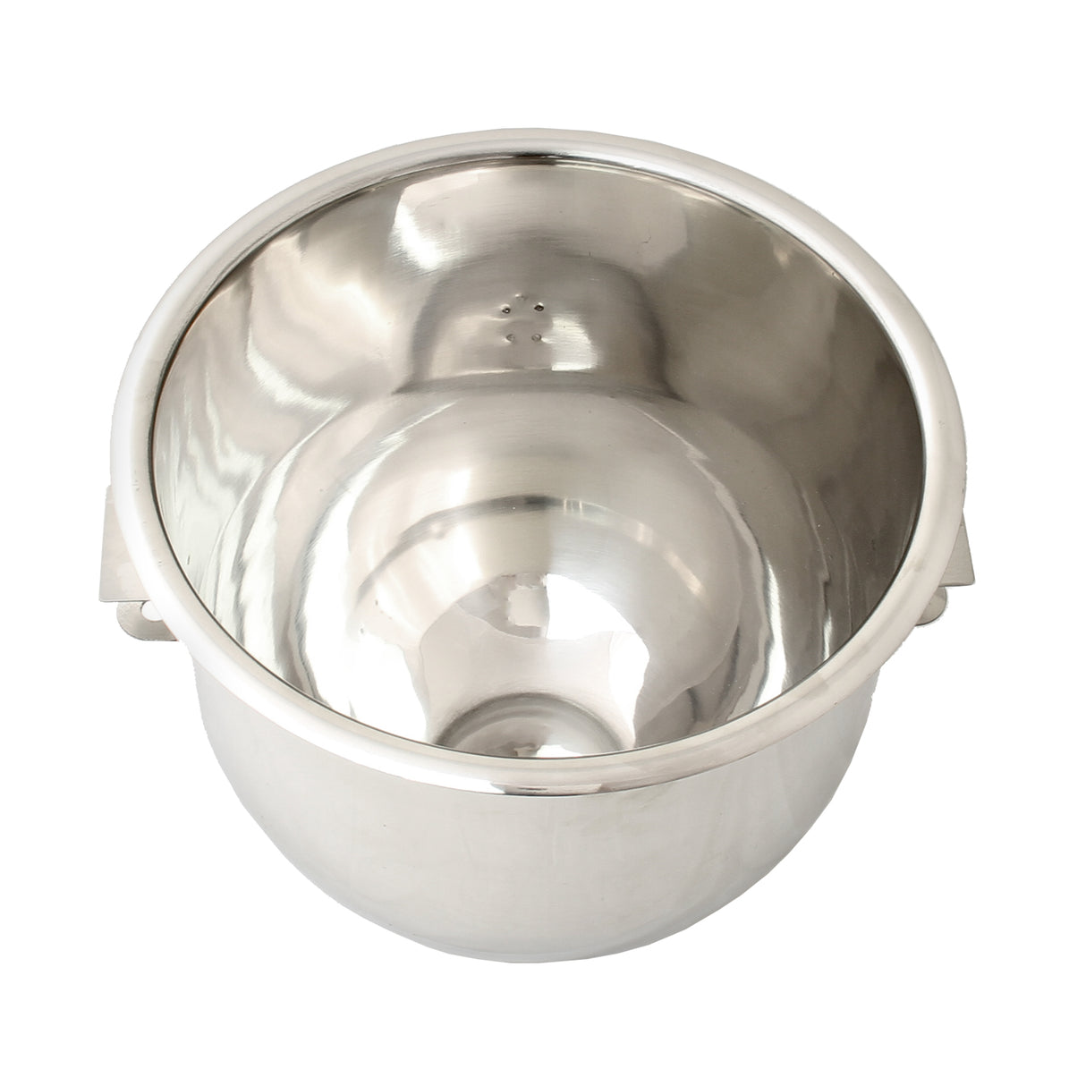 Bol en acier inoxydable brillant de 20 L, avec une surface lisse et courbée, idéal pour un robot pâtissier commercial KuKoo