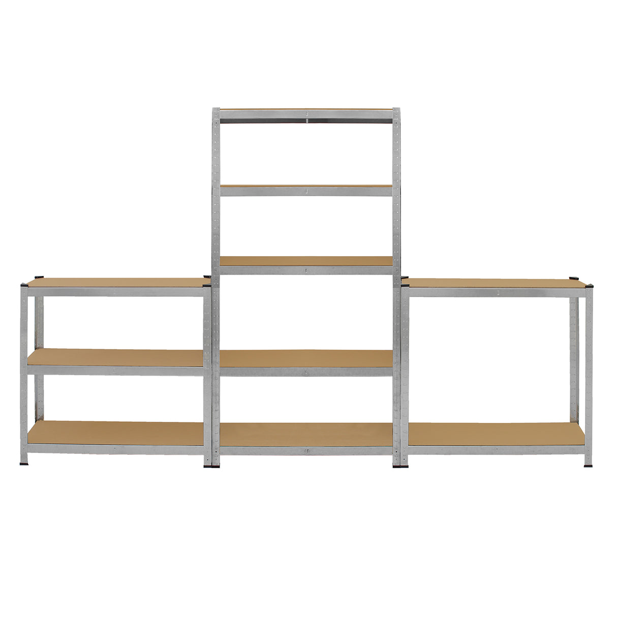 Rayonnages en acier galvanisé de 90 cm x 30 cm x 180 cm, avec étagères en bois, finition argentée et design robuste pour rangement optimal
