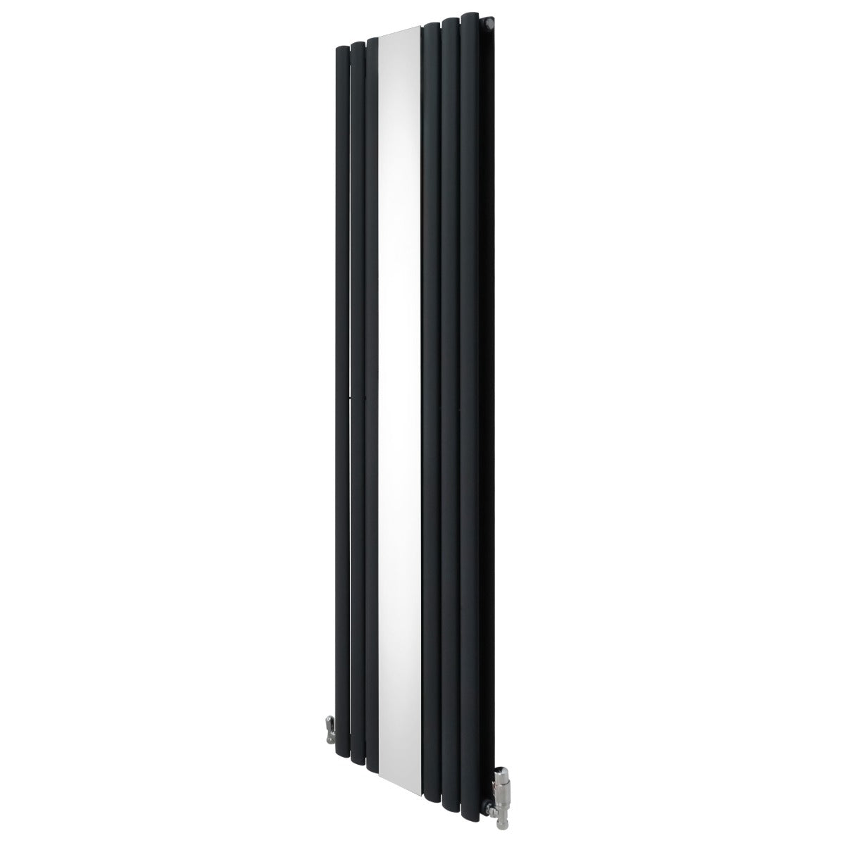 Radiateur à colonnes ovales gris anthracite avec miroir, dimensions 1800 x 500 mm, finition lisse et moderne, idéal pour tout intérieur