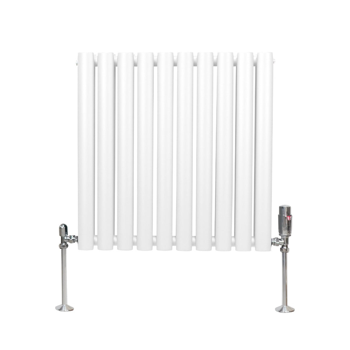 Radiateur à Colonnes Ovales & Robinet, 2 Panneaux - 600 x 600 mm – Blanc
