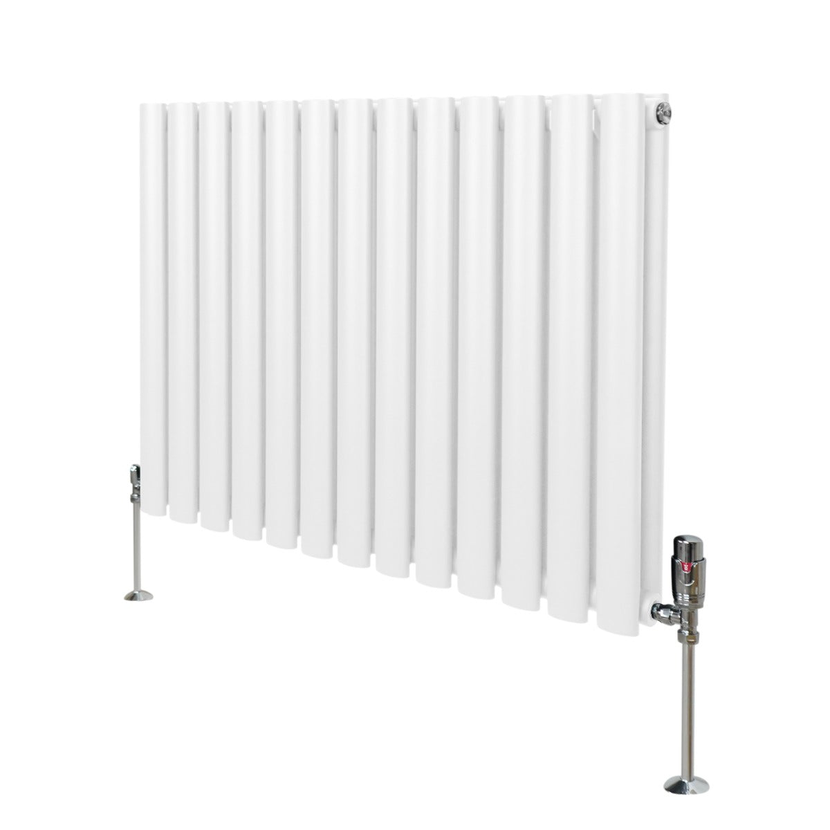 Radiateur à Colonnes Ovales & Robinet, 2 Panneaux - 600 x 780 mm – Blanc