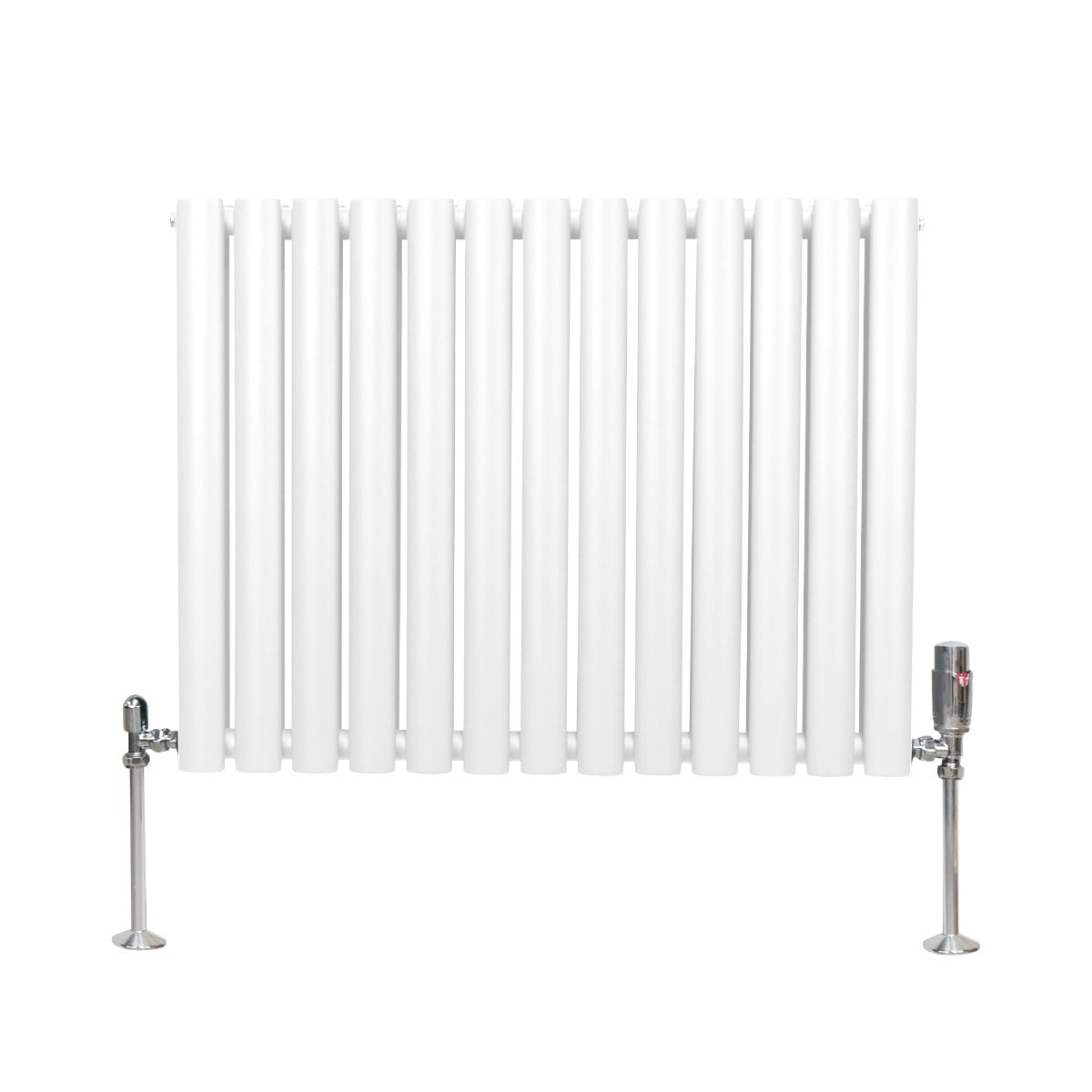 Radiateur à Colonnes Ovales & Robinet, 2 Panneaux - 600 x 780 mm – Blanc