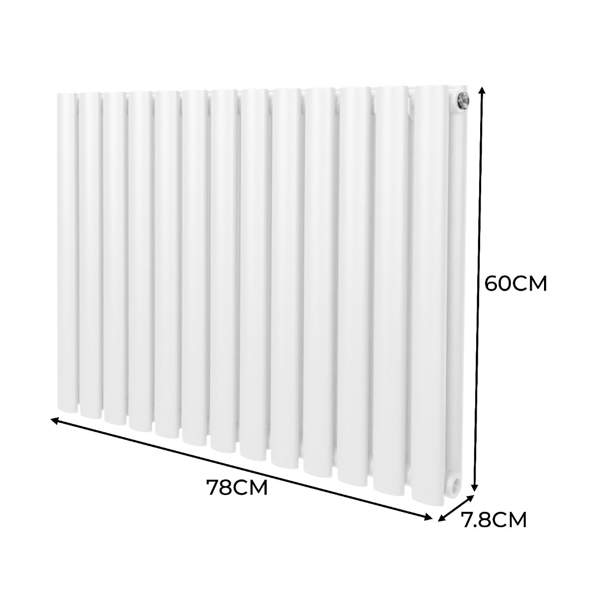 Radiateur à Colonnes Ovales & Robinet, 2 Panneaux - 600 x 780 mm – Blanc