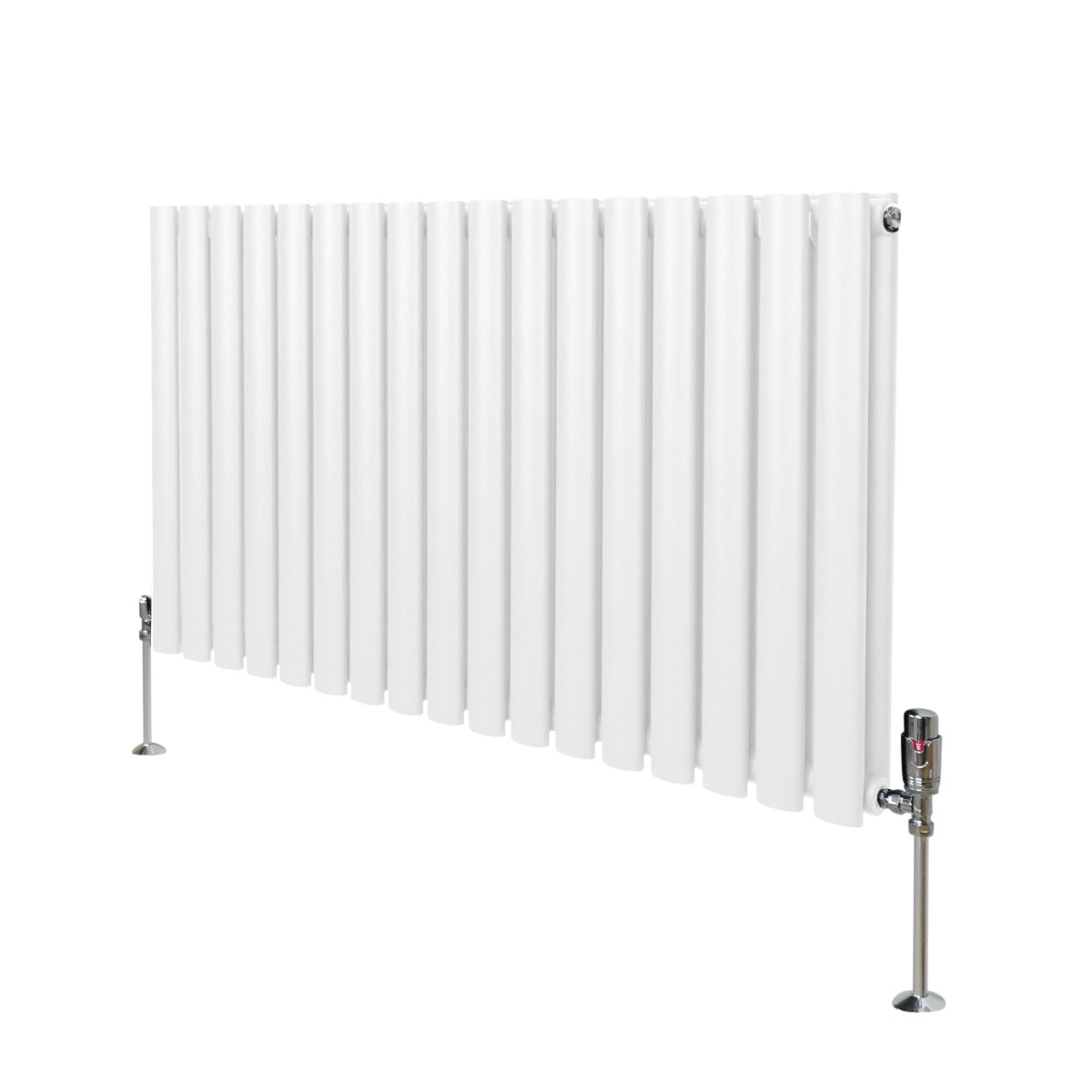 Radiateur à Colonnes Ovales & Robinet, 2 Panneaux - 600 x 1020 mm – Blanc