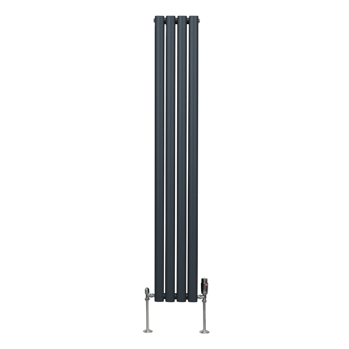 Radiateur à Colonnes Ovales & Robinet, 2 Panneaux - 1600 x 240 mm – Gris Anthracite