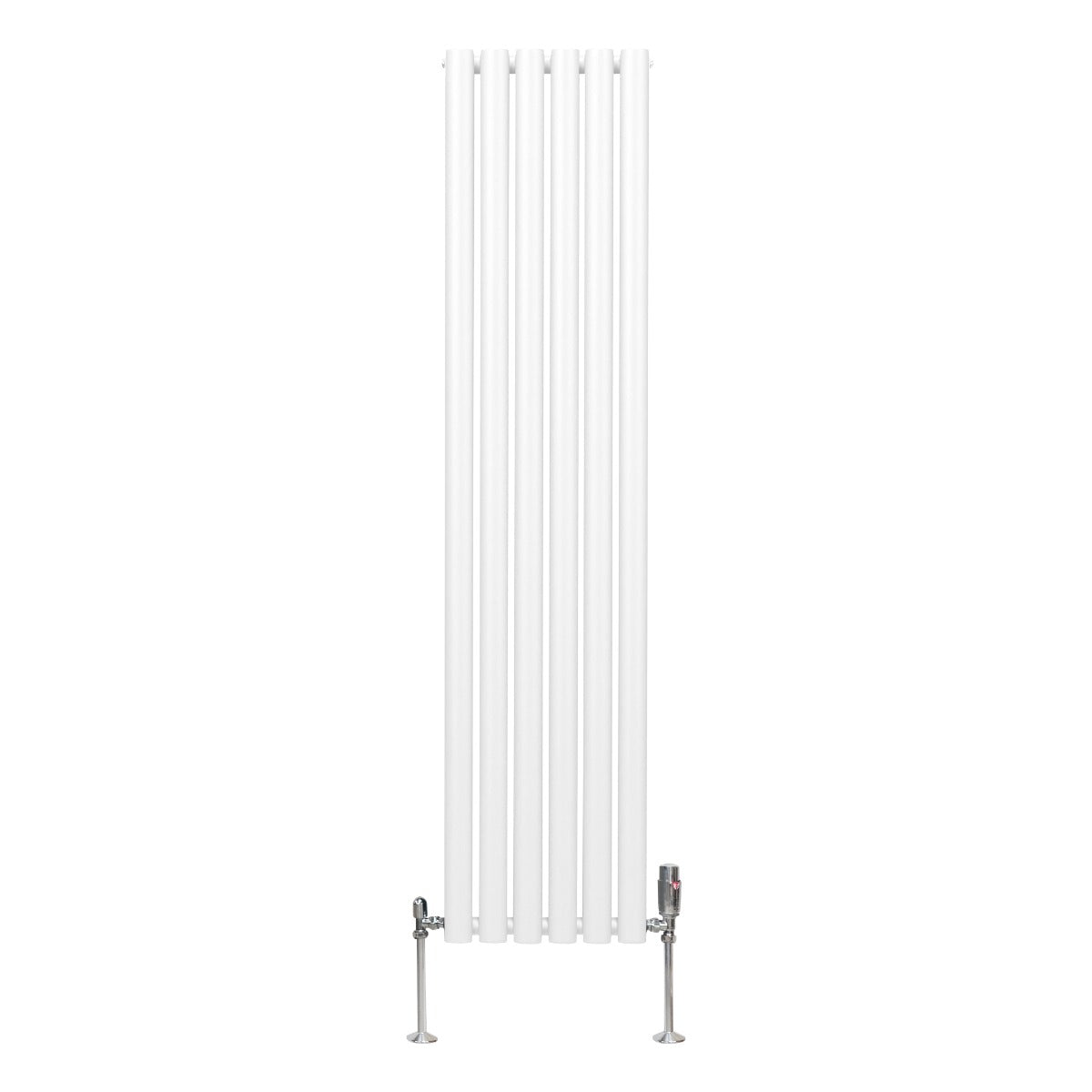 Radiateur à colonnes ovales blanc, 2 panneaux, dimensions 1600 x 360 mm, avec robinet en métal, design moderne et élégant