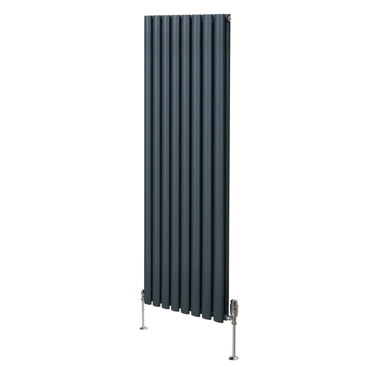 Radiateur à Colonnes Ovales & Robinet, 2 Panneaux - 1600 x 480 mm – Gris Anthracite