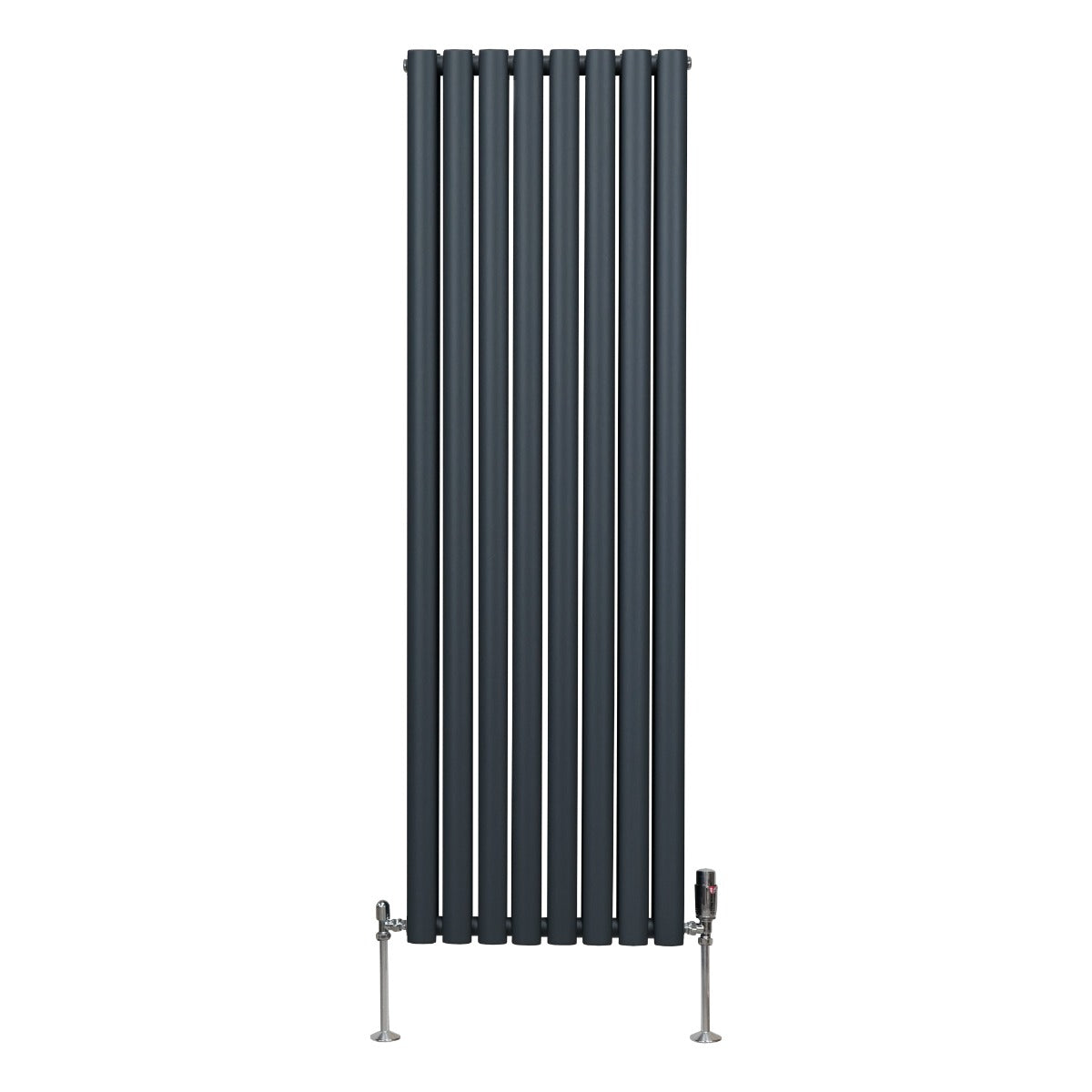 Radiateur à Colonnes Ovales & Robinet, 2 Panneaux - 1600 x 480 mm – Gris Anthracite