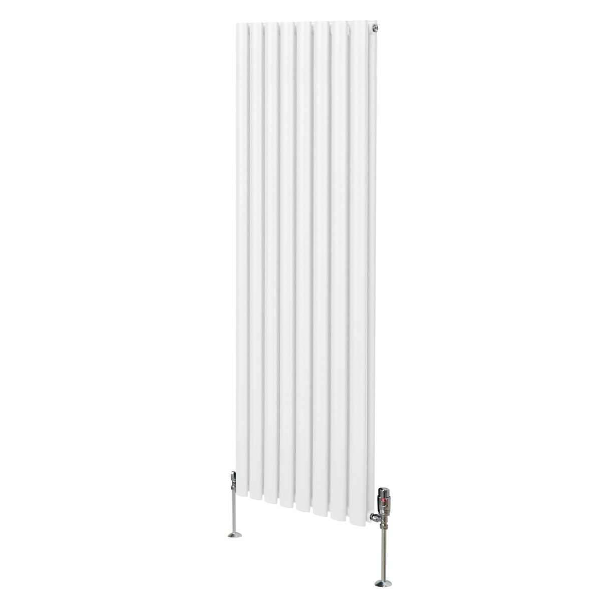 Radiateur à colonnes ovales blanc, 1600 x 480 mm, avec robinet, finition lisse et moderne, idéal pour un intérieur élégant