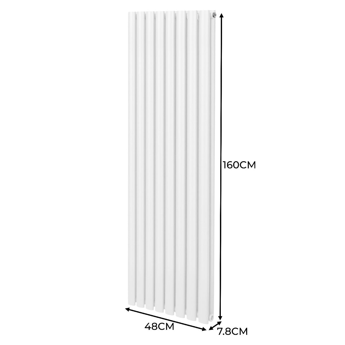 Radiateur à colonnes ovales blanc, 2 panneaux, dimensions 160 x 48 cm, surface lisse et finition élégante, idéal pour le chauffage intérieur