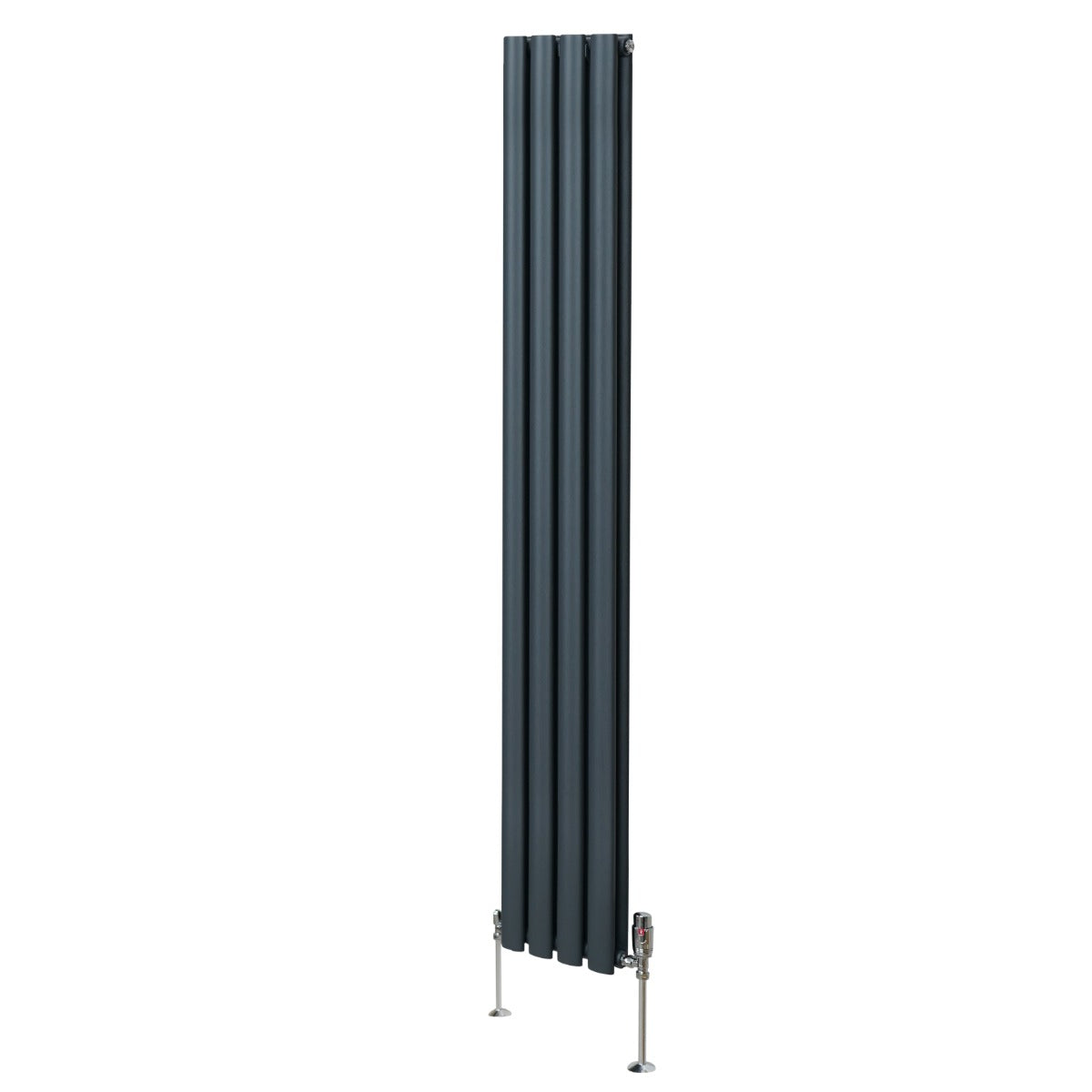 Radiateur à Colonnes Ovales & Robinet, 2 Panneaux - 1800 x 240 mm – Gris Anthracite