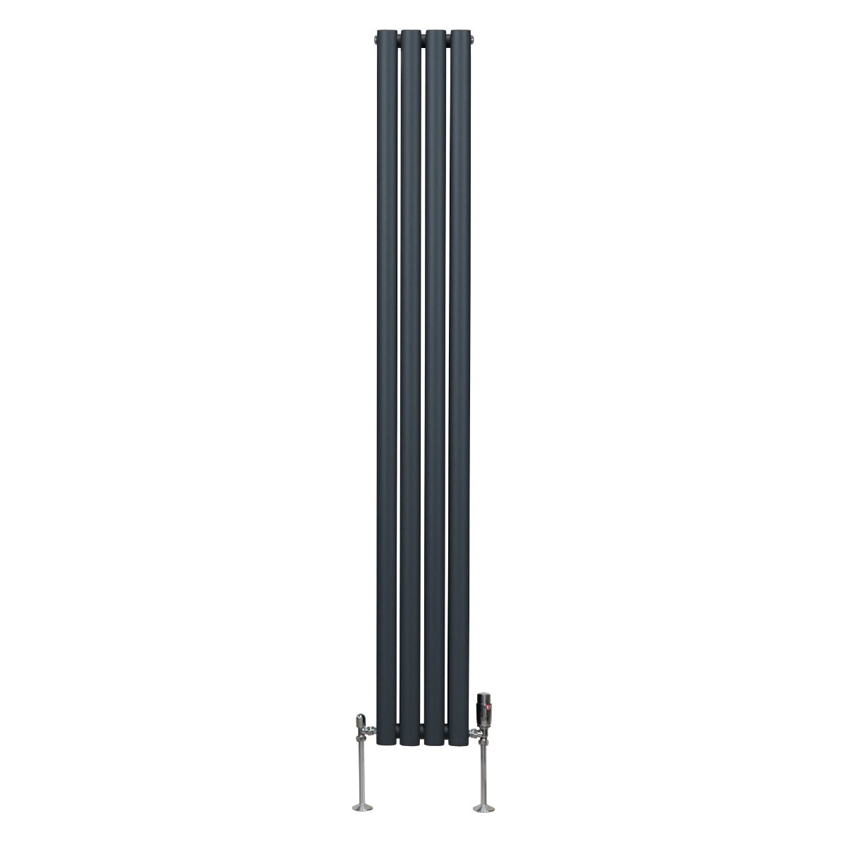 Radiateur à Colonnes Ovales & Robinet, 2 Panneaux - 1800 x 240 mm – Gris Anthracite
