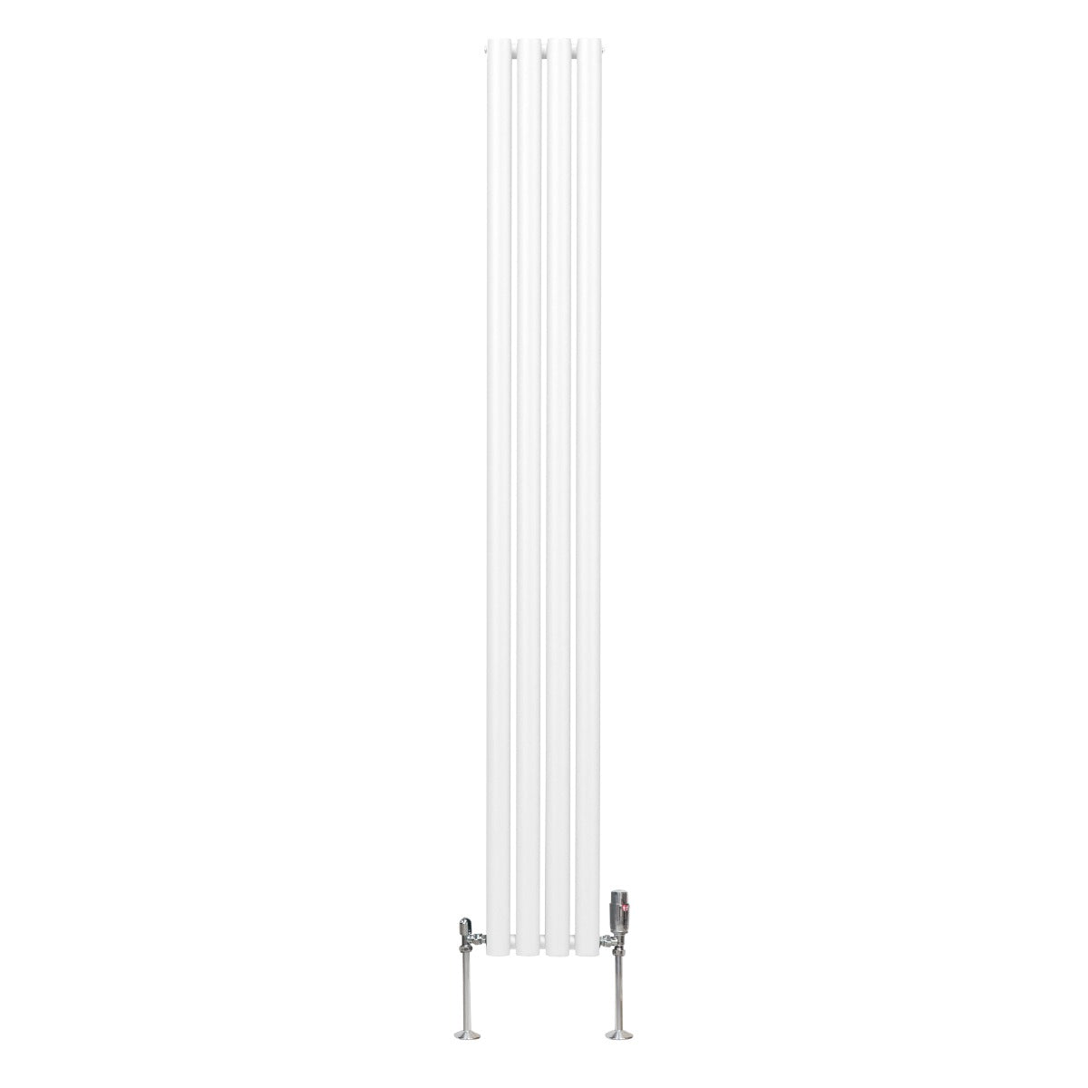 Radiateur à colonnes ovales blanc, 2 panneaux, dimensions 1800 x 240 mm, avec robinet en bas, design moderne et épuré