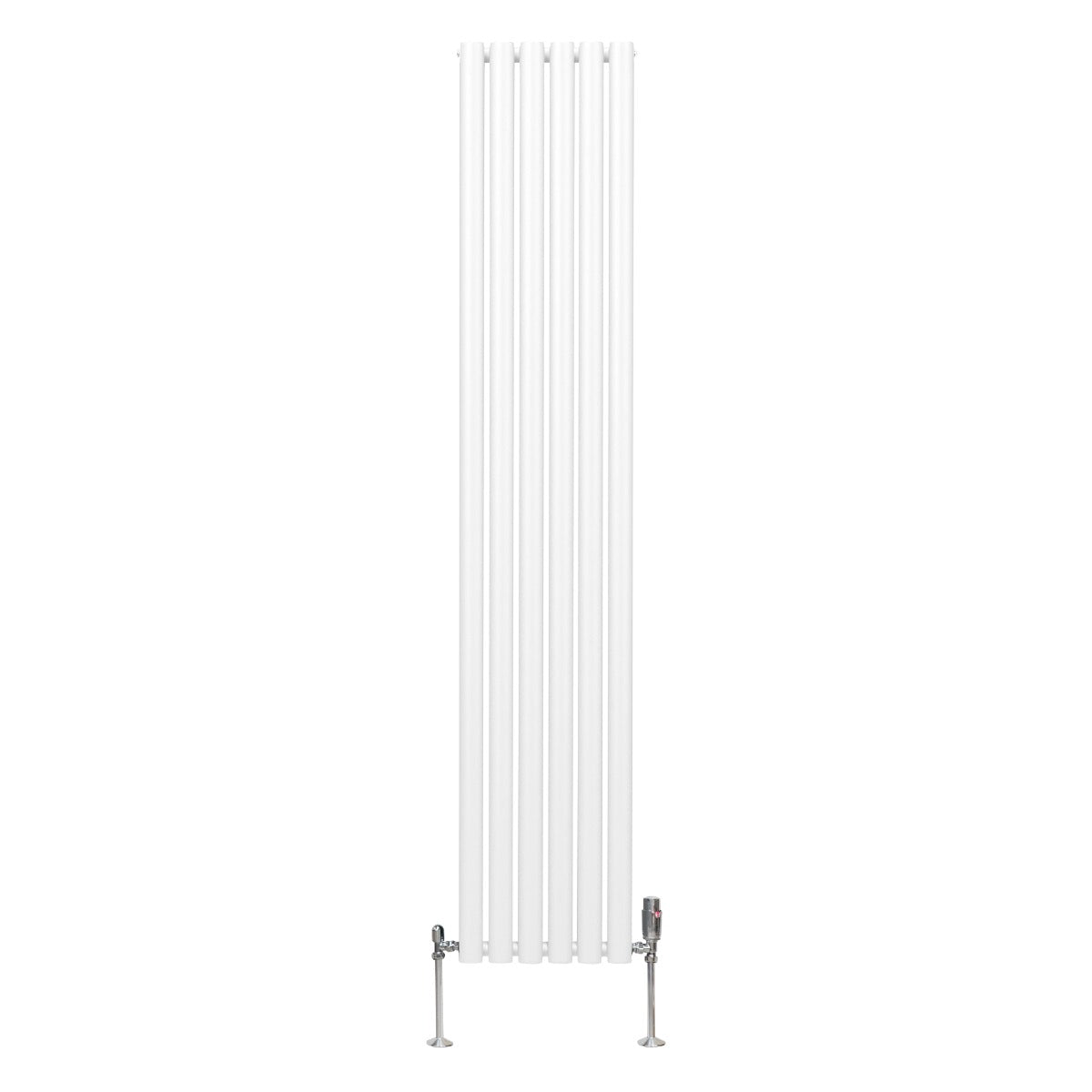 Radiateur à colonnes ovales blanc, 1800 x 360 mm, avec deux panneaux et robinet, finition lisse et moderne, idéal pour le chauffage intérieur