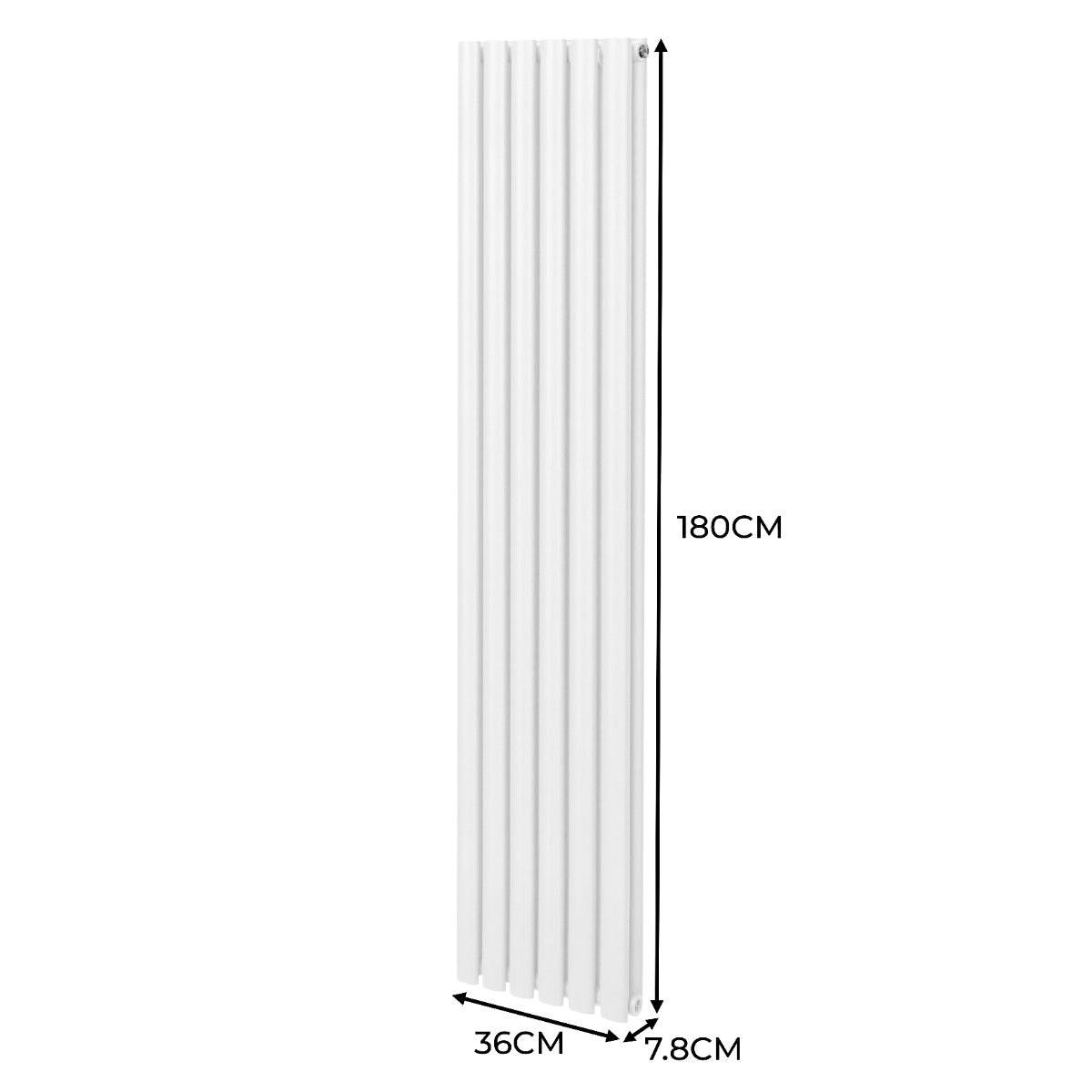 Radiateur à colonnes ovales blanc, dimensions 180 x 36 cm, surface lisse, design moderne, idéal pour un chauffage efficace et esthétique