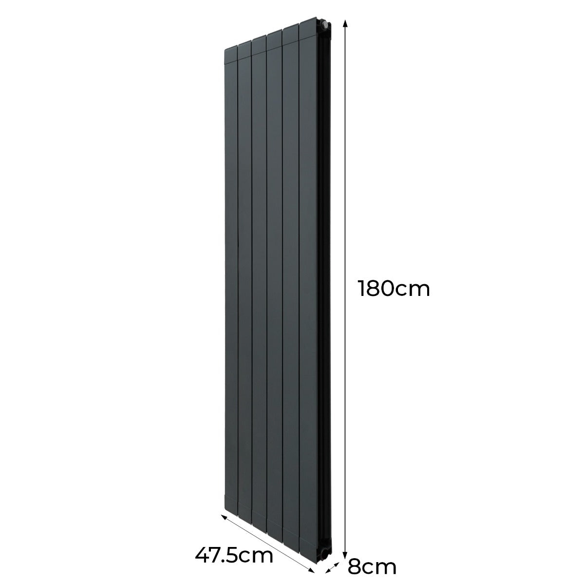 Radiateur en Aluminium & Vannes - 1800 x 475 mm