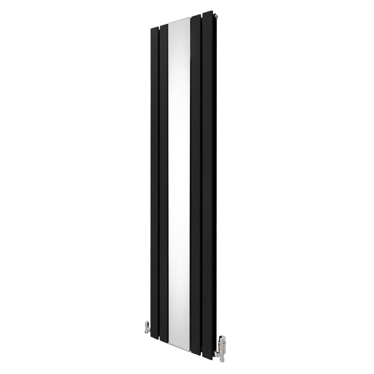 Radiateur plat à miroir noir, deux panneaux, dimensions 1800 x 425 mm, design moderne et élégant, finition lisse et brillante