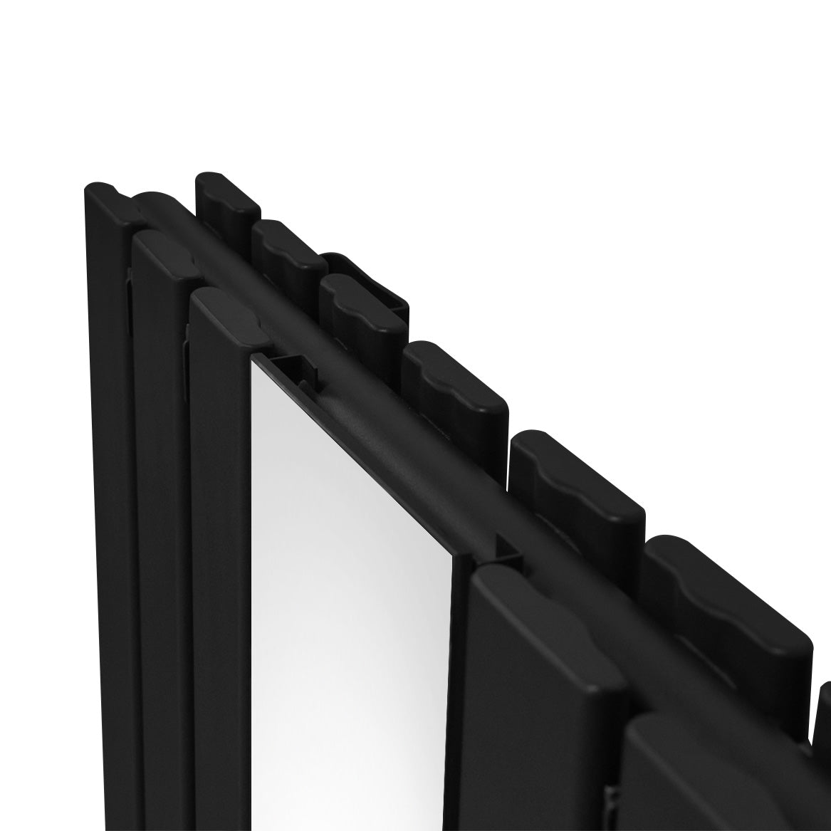 Radiateur plat à miroir noir, 1800 x 425 mm, avec deux panneaux, finition lisse et moderne, idéal pour un intérieur élégant