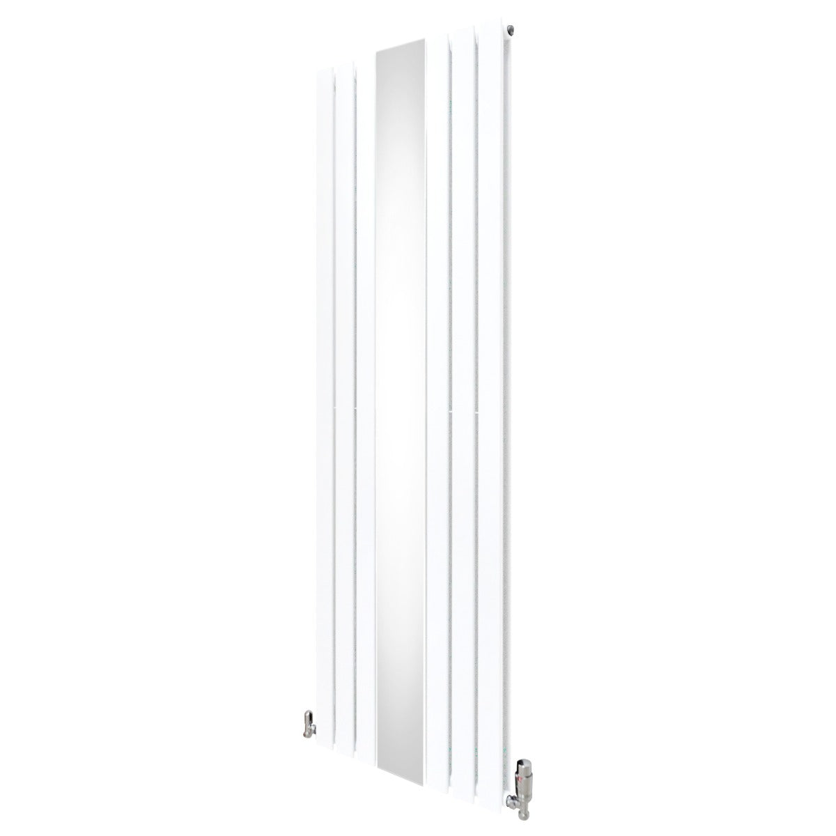 Radiateur plat à miroir blanc, 1800 x 565 mm, avec deux panneaux et vannes, surface lisse et finition moderne, idéal pour la décoration intérieure
