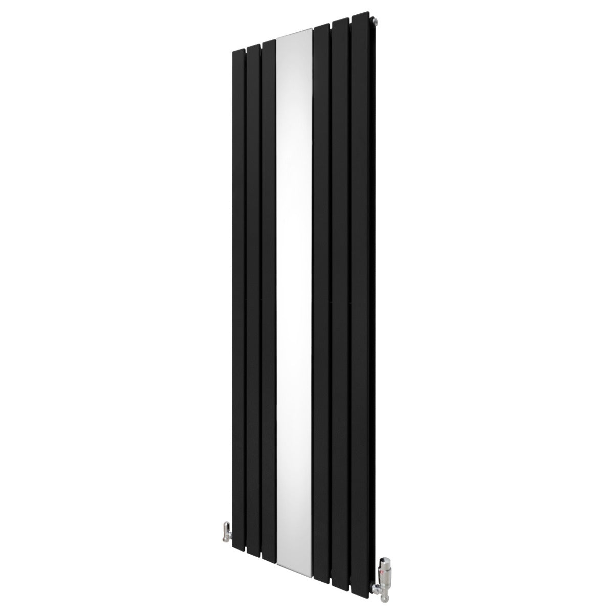 Radiateur plat noir à deux panneaux avec finition miroir, design moderne et élégant, dimensions 1800 x 565 mm, idéal pour les espaces contemporains
