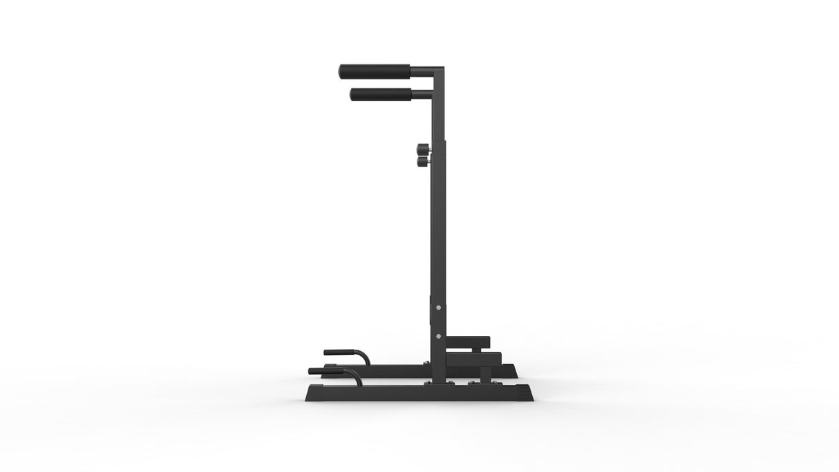Barres parallèles XL noires, robustes et stables, avec poignées en mousse pour un confort optimal lors des dips et exercices de musculation