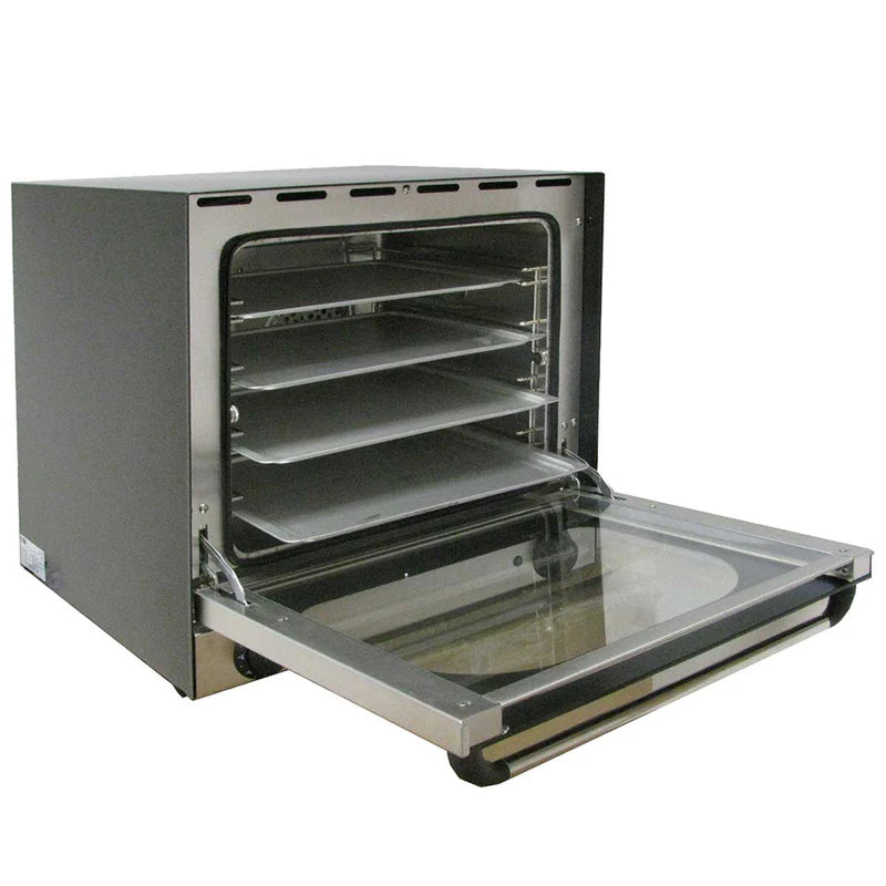 Four à convection KuKoo de 60 cm, finition noire, avec porte en verre, double ventilateur et plusieurs grilles pour une cuisson uniforme