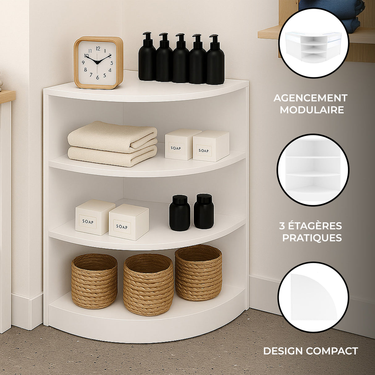 Comptoir de Vente Vitrine de Coin - Blanc LM60