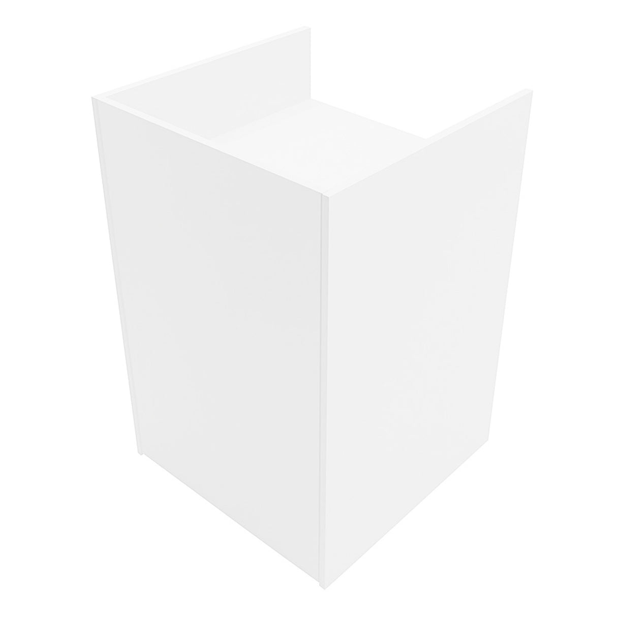 Comptoir de vente pour caisse enregistreuse, design moderne, finition blanche lisse, forme rectangulaire, idéal pour les commerces