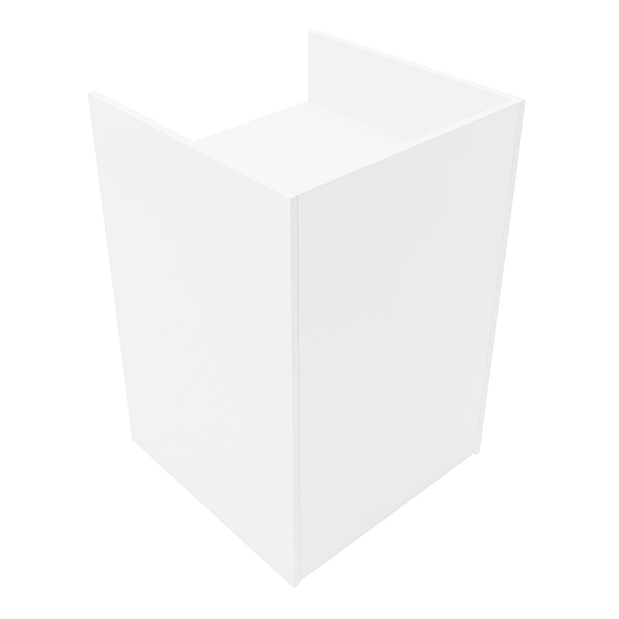 Comptoir de vente pour caisse enregistreuse en blanc, design épuré, surface lisse et finition moderne, idéal pour les espaces commerciaux