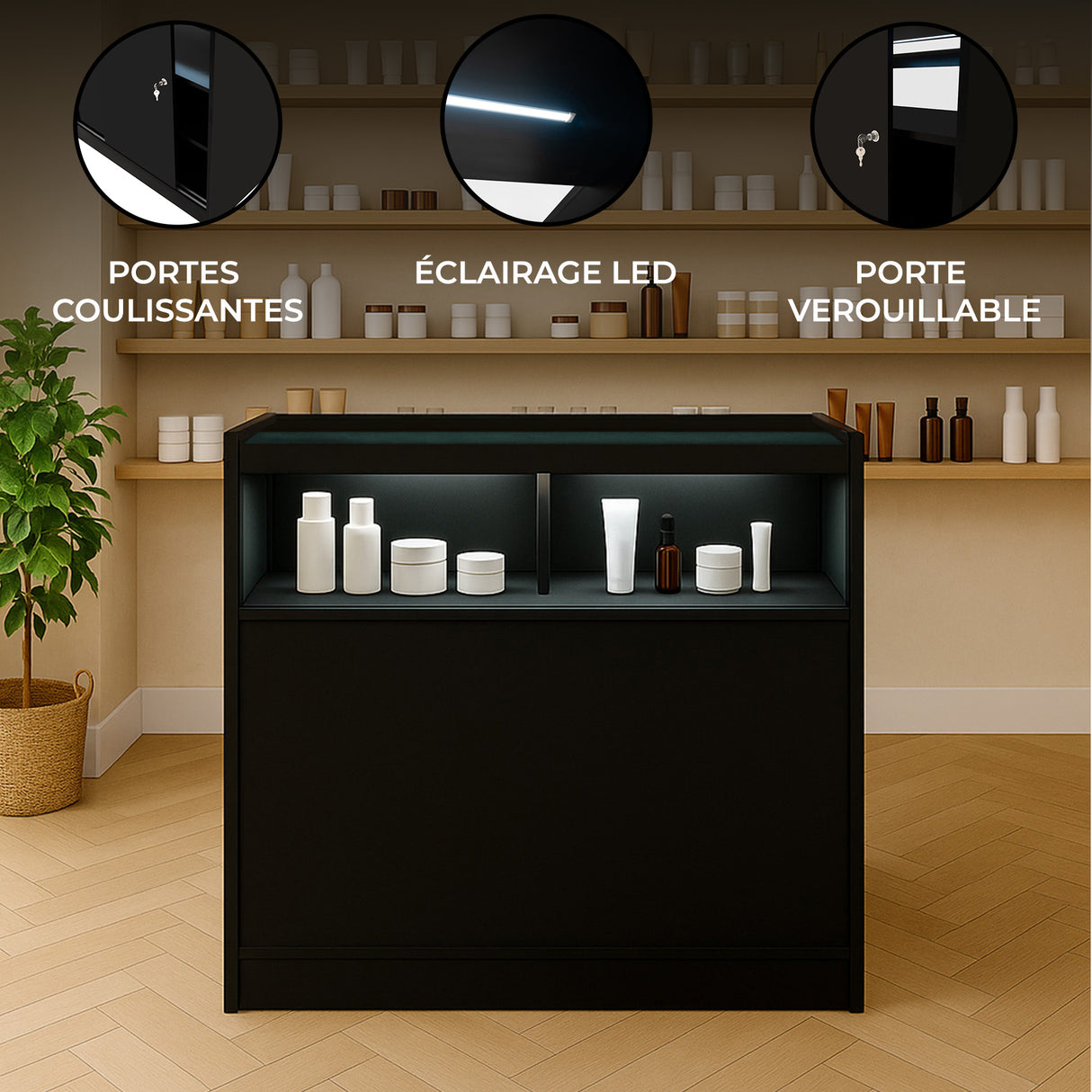 Comptoir de Vente à LED - Noir B900