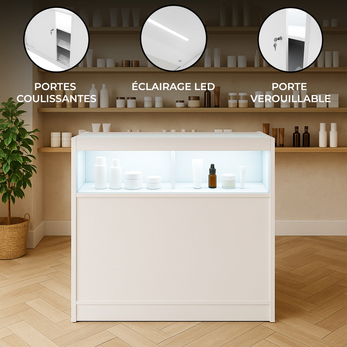 Comptoir de Vente à LED - Blanc B900