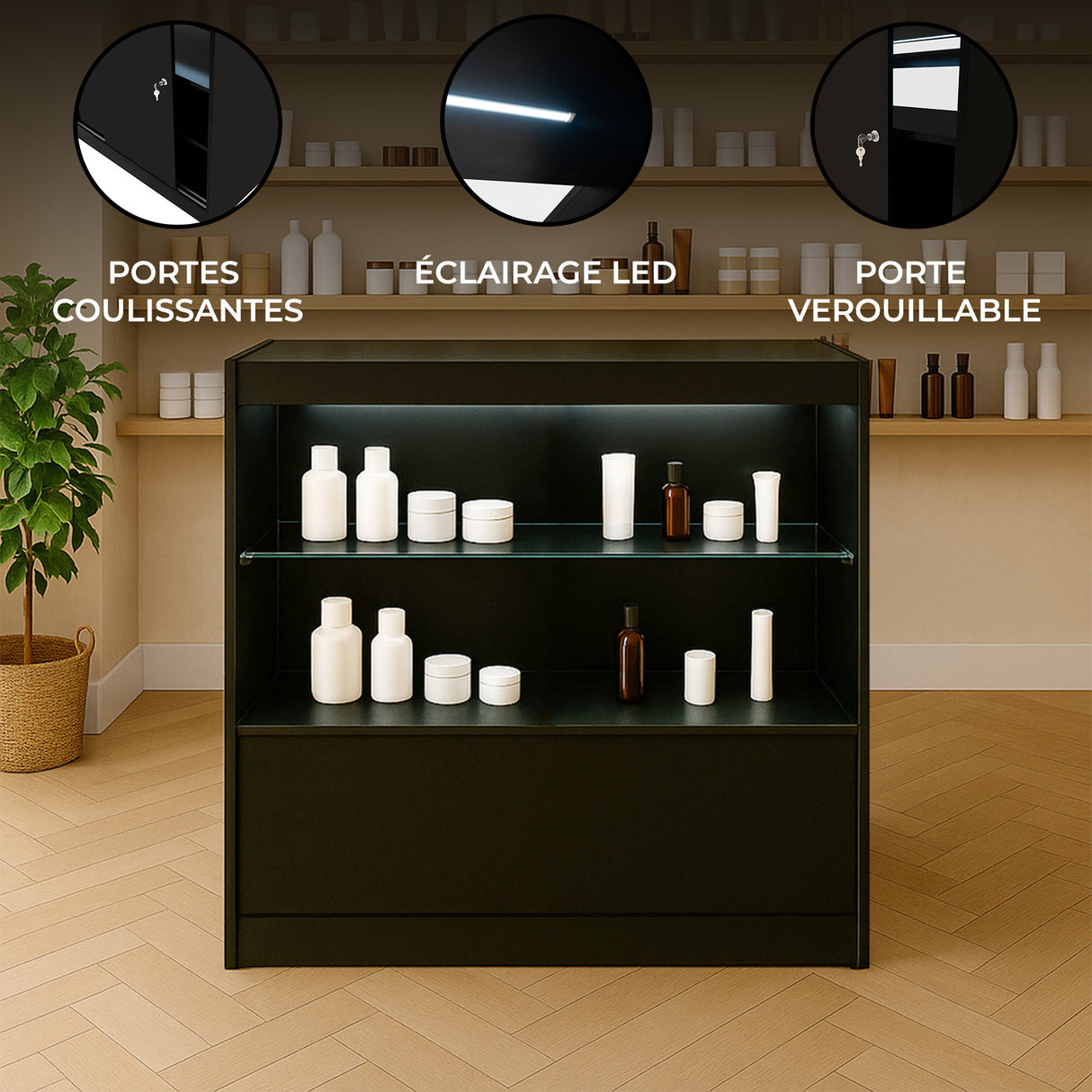 Comptoir de Vente à LED - Noir C900