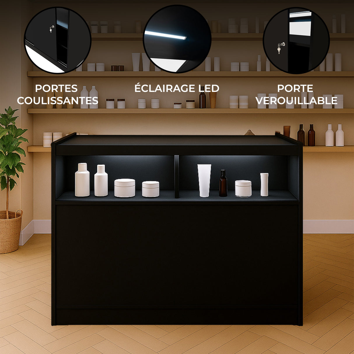 Comptoir de Vente à LED - Noir B1200