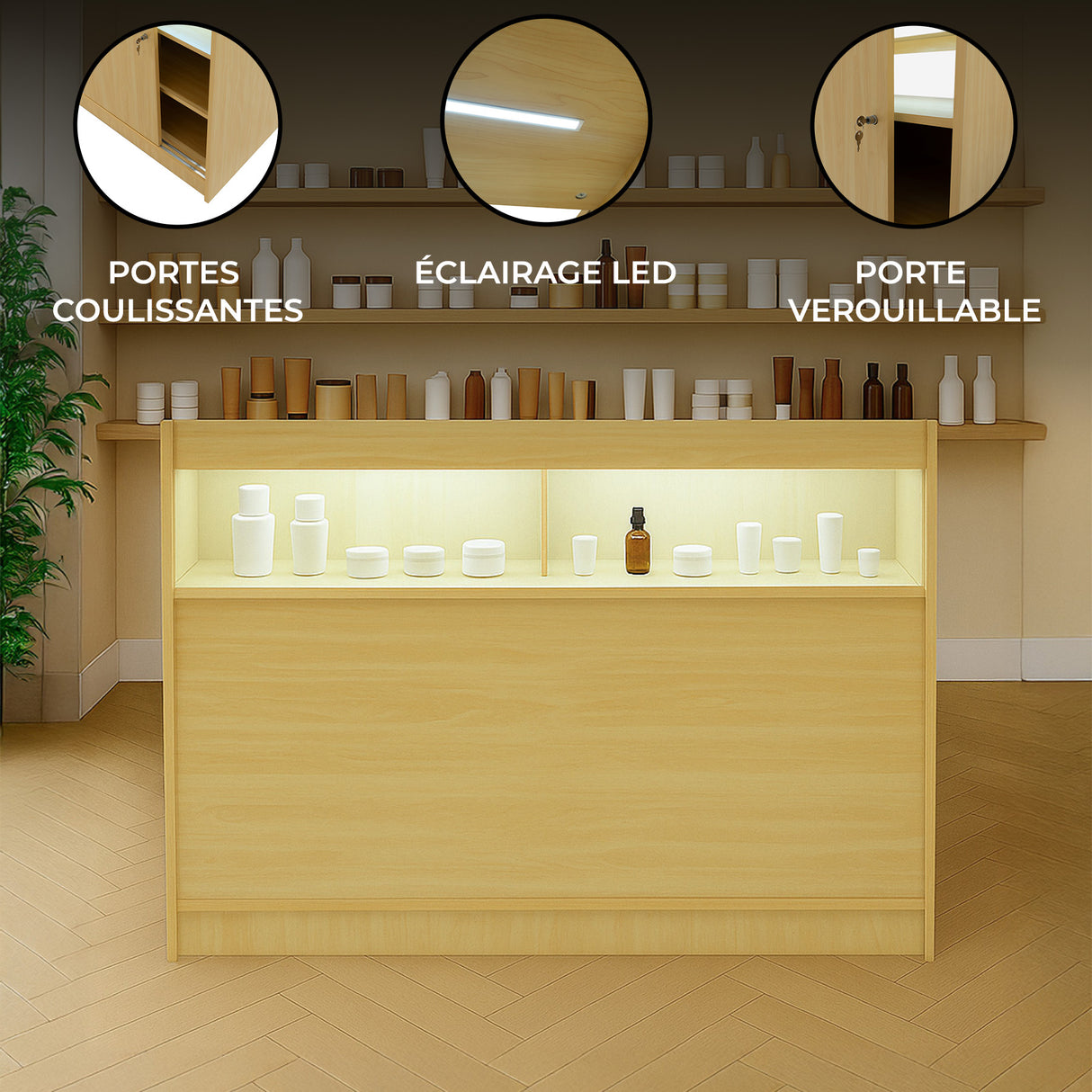 Comptoir de Vente à LED - Érable B1200