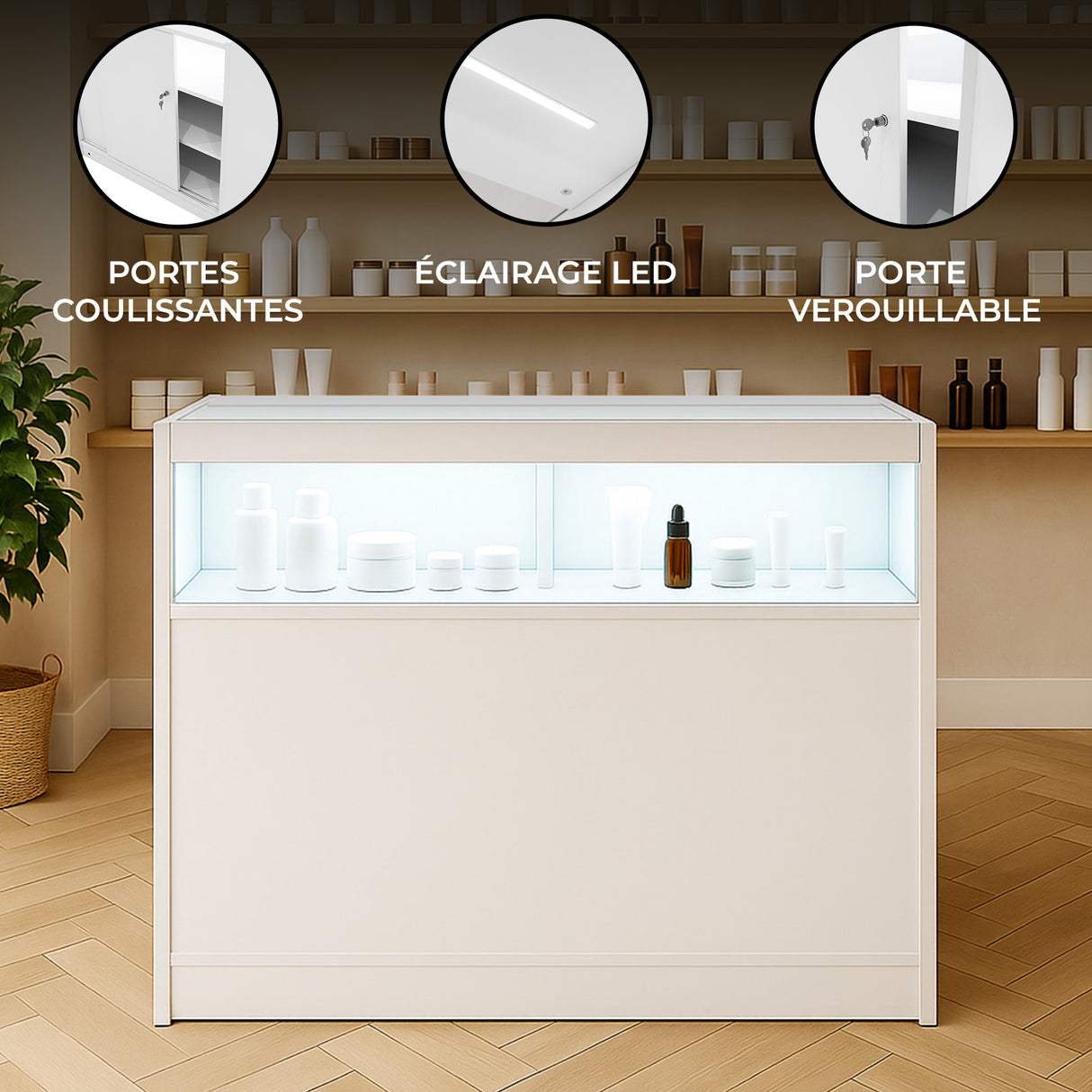 Comptoir de Vente à LED - Blanc B1200
