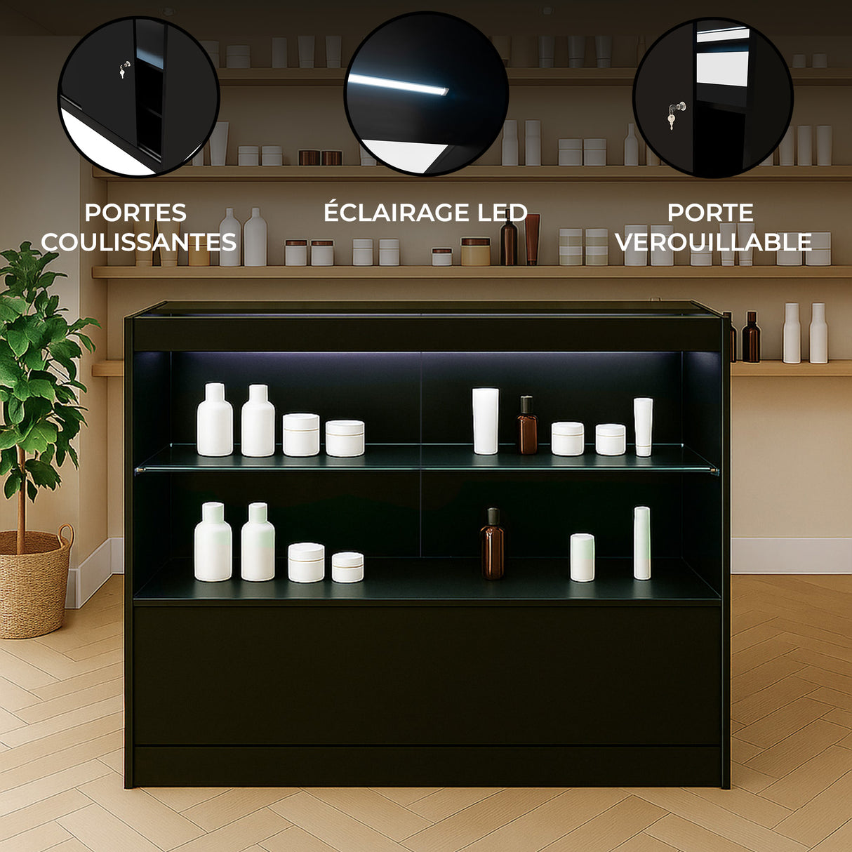 Comptoir de Vente à LED - Noir C1200