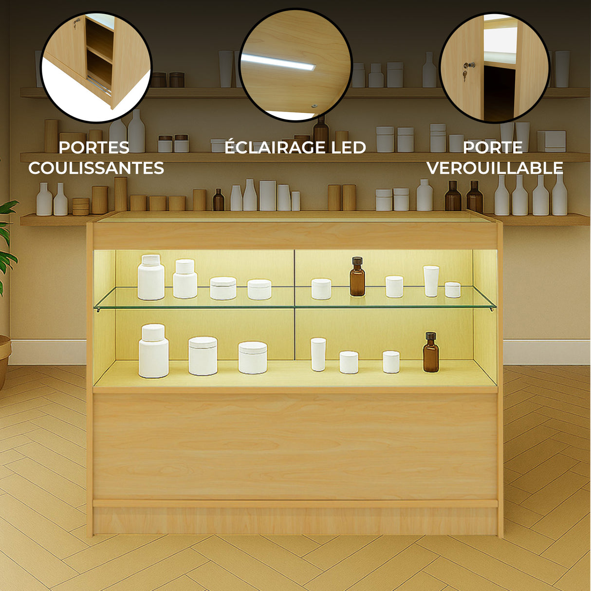 Comptoir de Vente à LED - Érable C1200