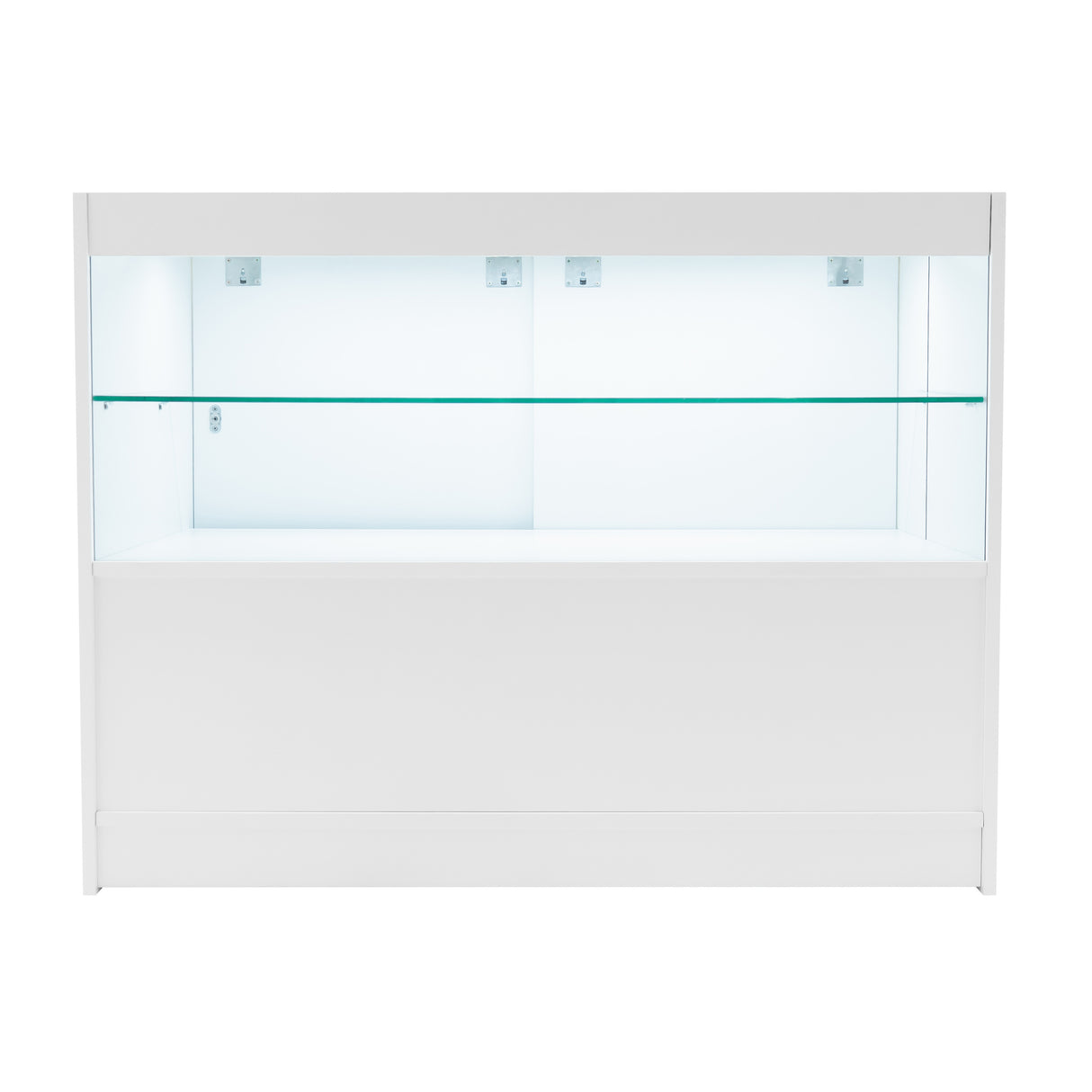 Vitrine à LED blanche C1200 avec étagères en verre, éclairage intégré, design moderne et finition lisse, idéale pour la présentation de produits