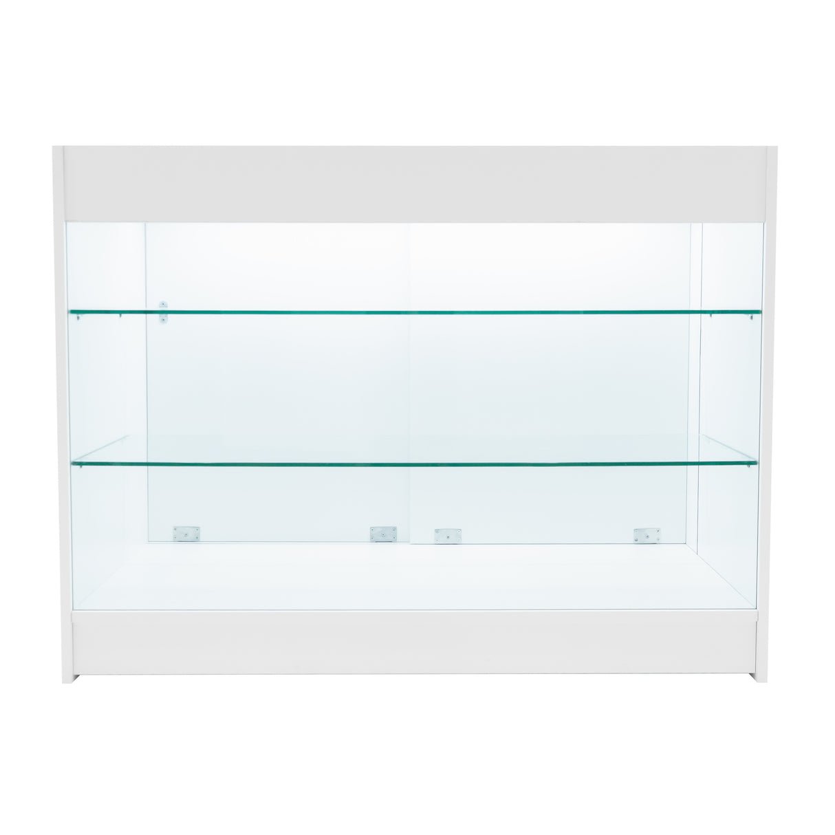 Vitrine à LED blanche K1200 avec étagères en verre transparent, design moderne et épuré, idéale pour la présentation de produits