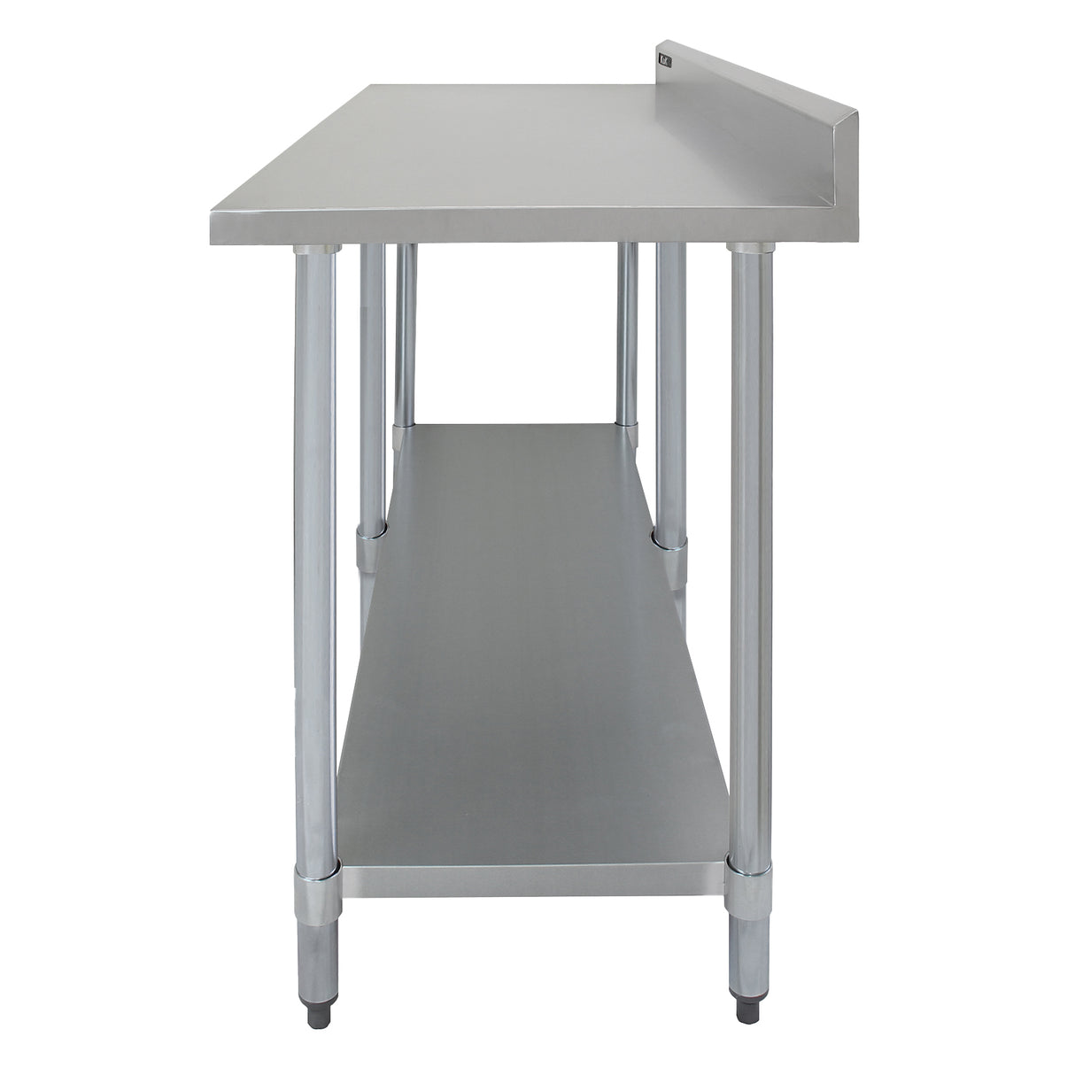Plan de travail en inox de 210 x 60 x 90 cm avec surface lisse, structure robuste et étagère inférieure pour le rangement