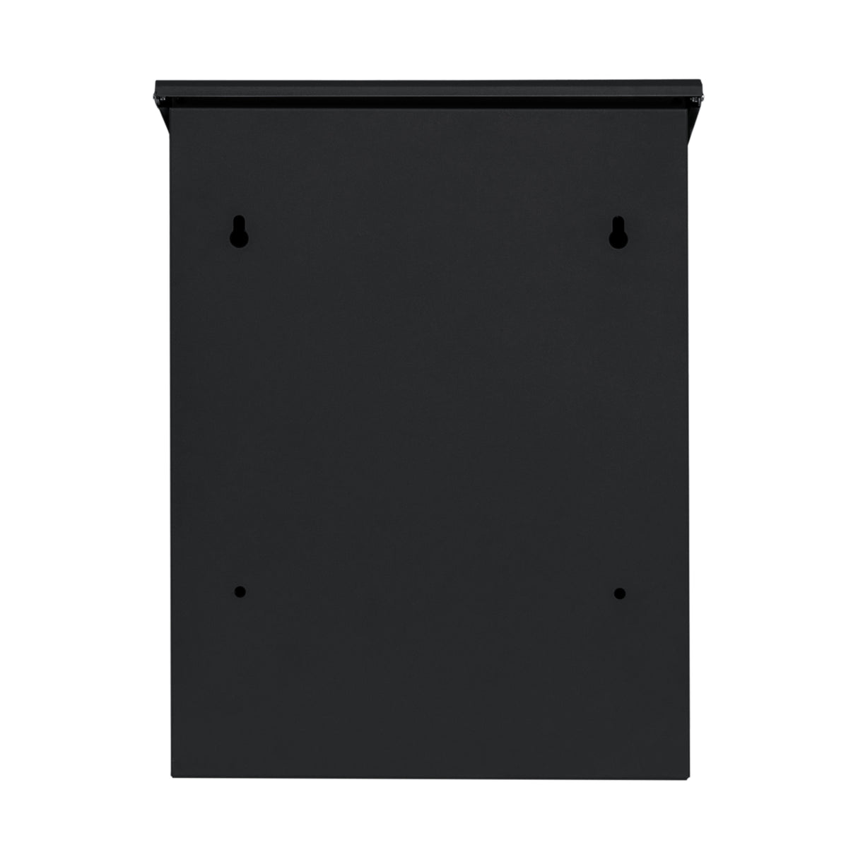 Boîte à colis anti-vol noire, design plat, surface lisse, idéale pour sécuriser les livraisons à domicile sans encombrement