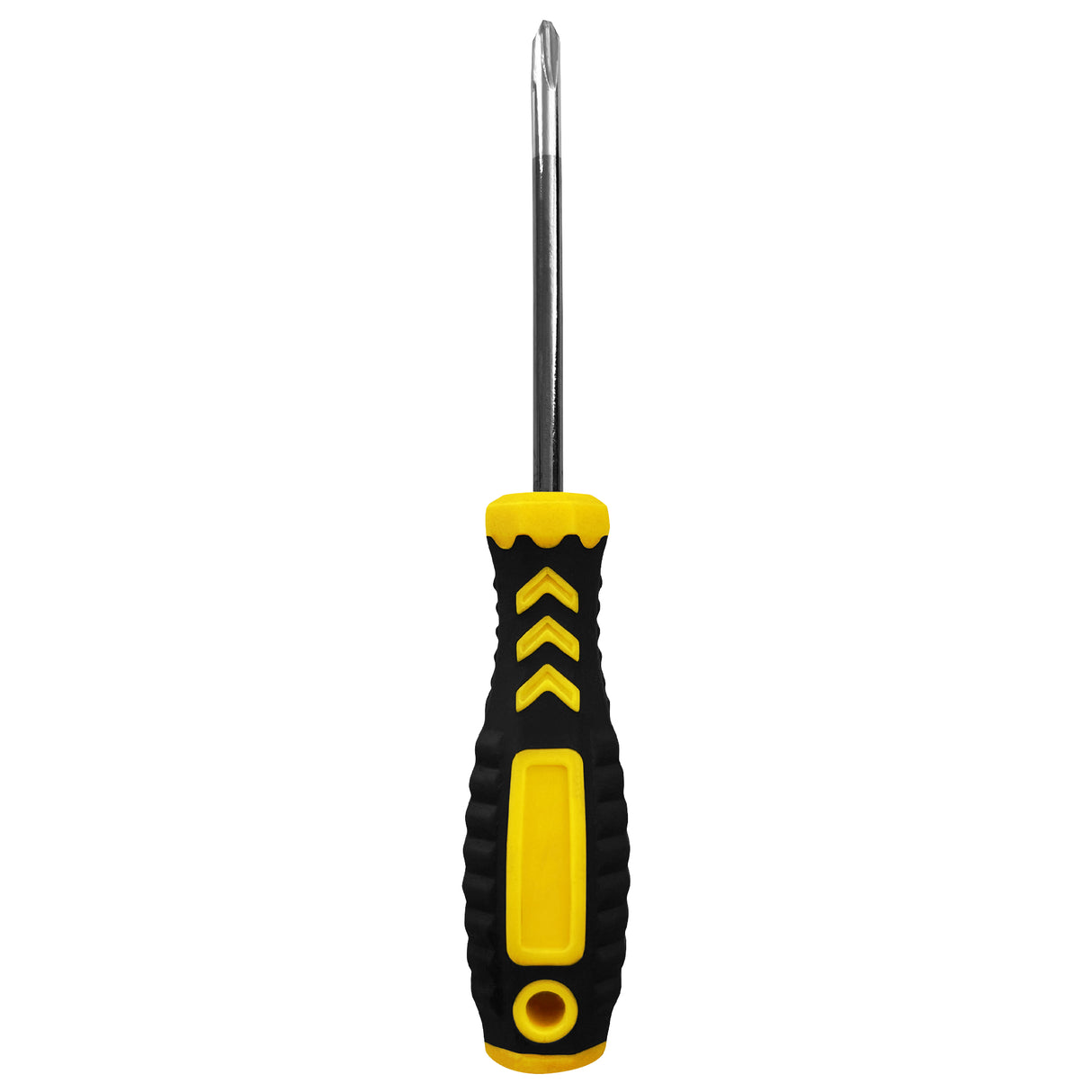 Tournevis à tête plate avec un manche noir et jaune, ergonomique, offrant une bonne prise en main pour un usage facile et confortable