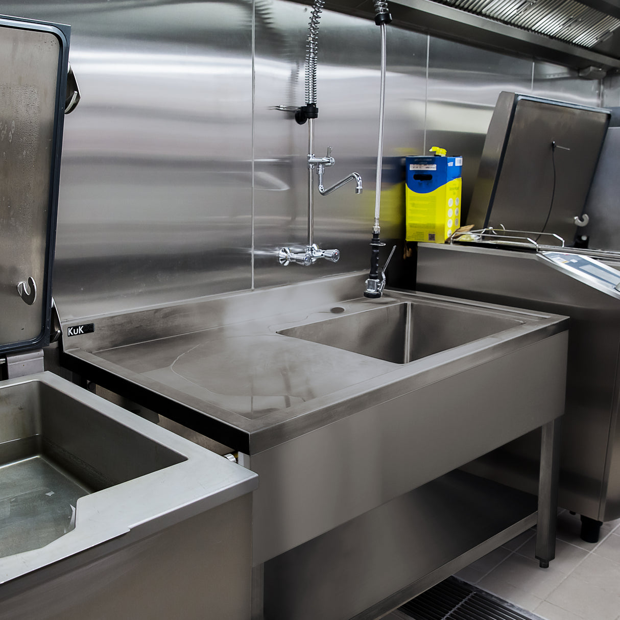 KuKoo Évier Commercial à 1 Cuve - Égouttoir à Gauche