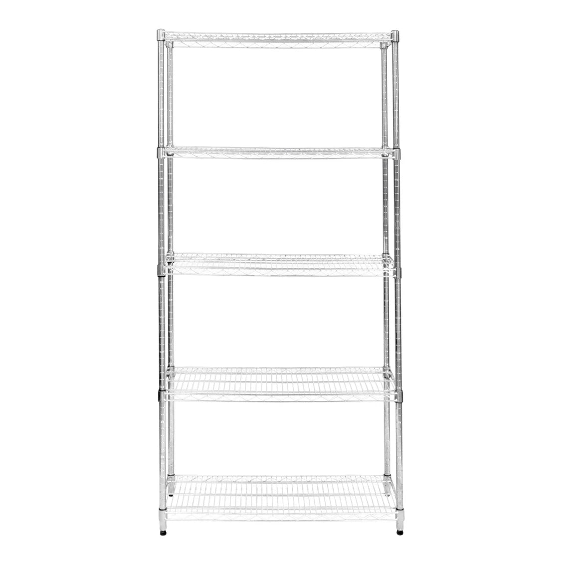 Étagère en fil d'acier argenté, 35 cm x 90 cm x 180 cm, avec quatre étagères ouvertes et un design moderne et épuré