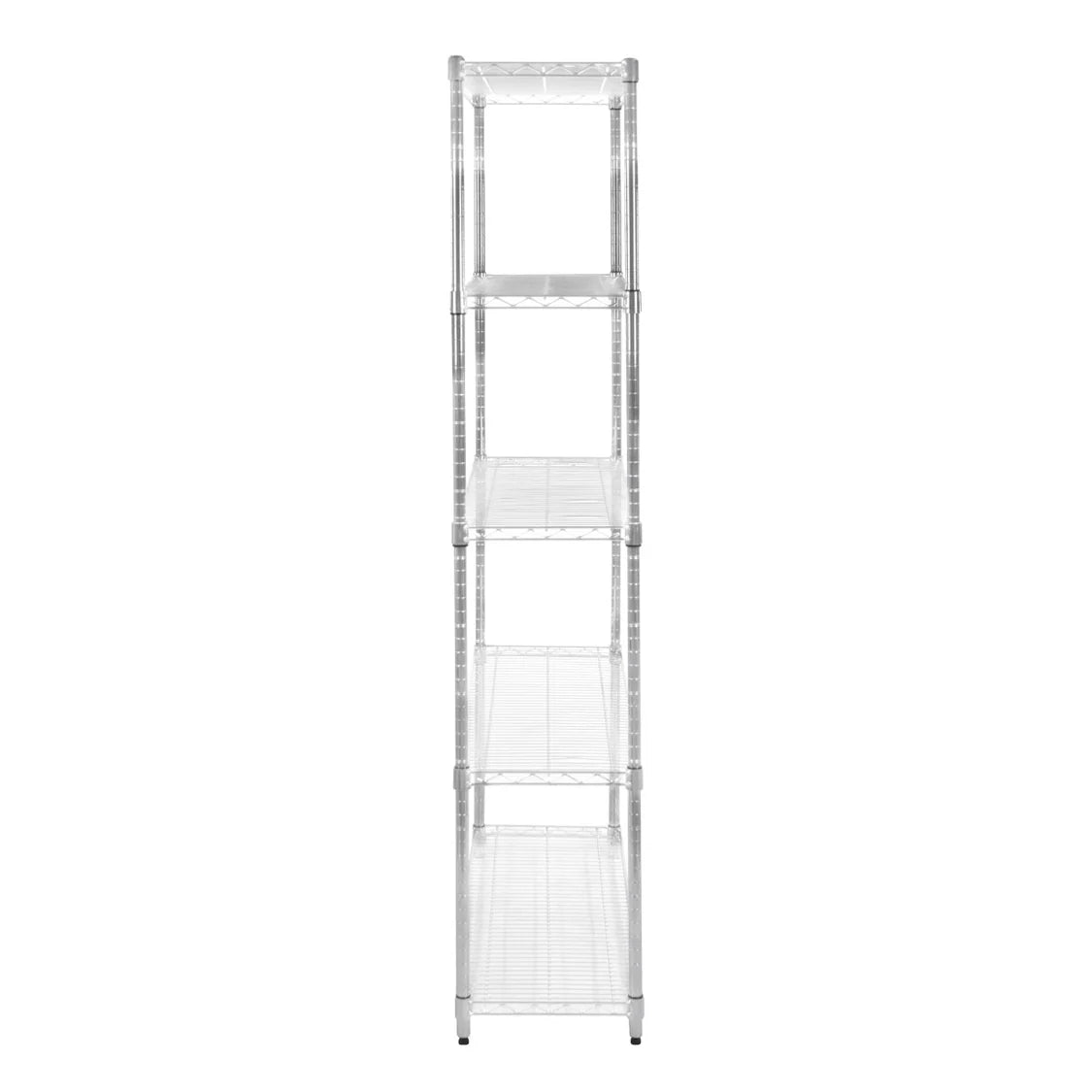 Étagère en fil d'acier argenté, 35 cm x 90 cm x 180 cm, avec quatre étagères ouvertes et une finition lisse et moderne