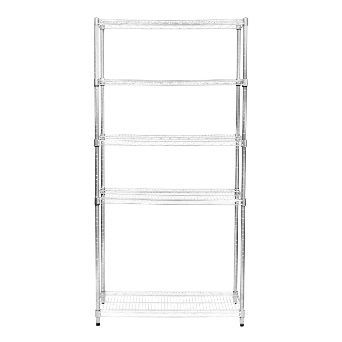 Étagère en fil d'acier argenté, 4 niveaux, design moderne et épuré, idéale pour le rangement dans la cuisine ou le garage
