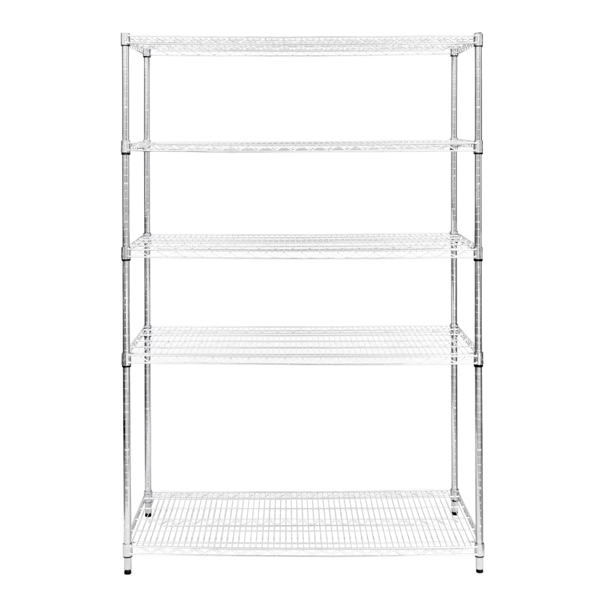 Étagère en fil d'acier chromé, dimensions 60 cm x 120 cm x 180 cm, avec quatre étagères ouvertes et une structure robuste et moderne