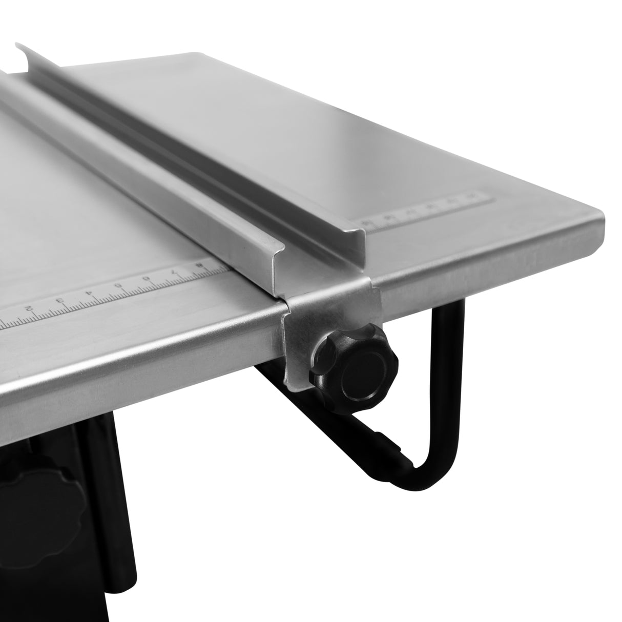 Scie à eau pour carrelage T-Mech avec table en acier inoxydable, guide de coupe et molette de réglage, design robuste et pratique